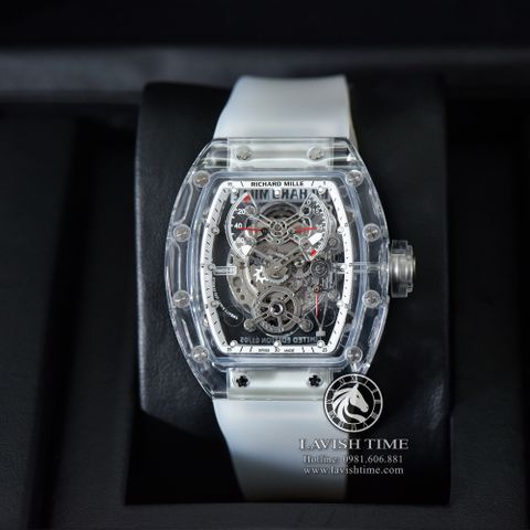 Đồng Hồ Richard Mille RM 56-01 Tourbillon Sapphire Rep 1:1 Cao Cấp Vỏ Sapphire Mặt Skeleton Lộ Cơ Dây Cao Su