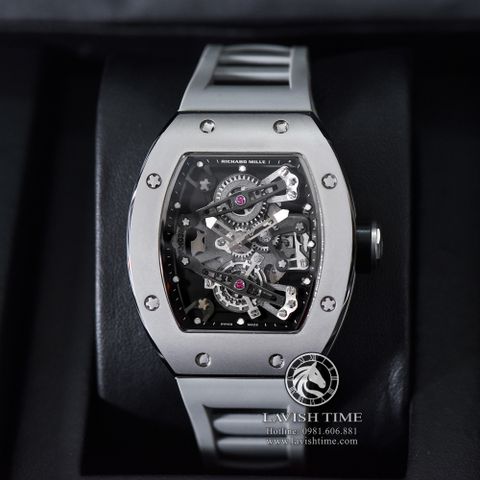 Đồng Hồ Richard Mille RM 038 Tourbillon Bubba Watson Rep 1:1 Chế Tác Vỏ Bạc Mặt Skeleton Lộ Cơ Dây Cao Su