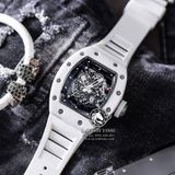 Đồng Hồ Richard Mille RM 055 Bubba Watson Rep 1:1 Cao Cấp Vỏ Thép Trắng Mặt Skeleton Lộ Cơ Dây Cao Su