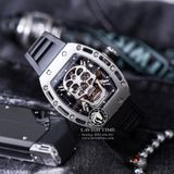 Đồng Hồ Richard Mille RM 052 Tourbillon Skull Rep 1:1 Chế Tác Vỏ Bạc Mặt Đầu Lâu Dây Cao Su