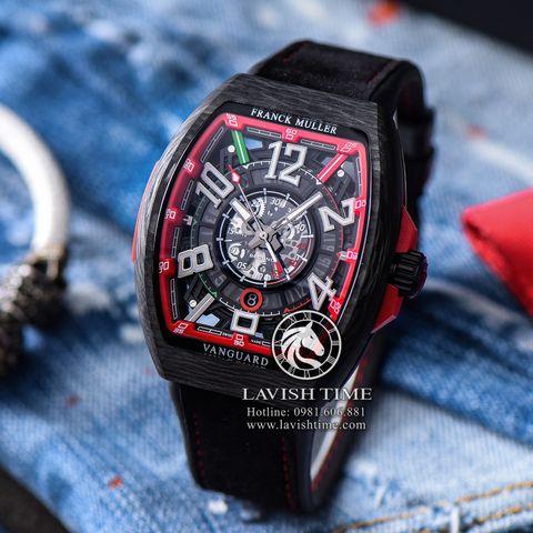 Đồng Hồ Franck Muller Vanguard Racing Skeleton Carbon Rep 1:1 Chế Tác Vỏ Carbon Mặt Skeleton Lộ Cơ