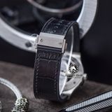 Đồng Hồ Hublot Classic Fusion Tourbillon 45mm Rep 1:1 Chế Tác Vỏ Bạc Mặt Số Skeleton Dây Da 505.NX.0170.LR