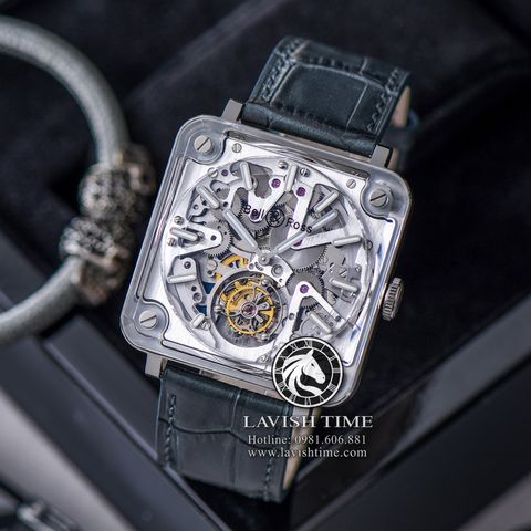 Đồng Hồ Bell & Ross BR-X2 Tourbillon Micro-Rotor Rep 1:1 Chế Tác Vỏ Bạc Mặt Skeleton Lộ Cơ Dây Da