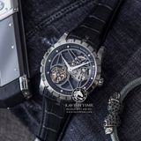 Đồng Hồ Roger Dubuis Excalibur Skeleton Flying Tourbillon RDDBEX0393 Rep 1:1 Chế Tác Vỏ Bạc Mặt Skeleton Lộ Cơ Dây Da