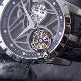 Đồng Hồ Roger Dubuis Excalibur Skeleton Flying Tourbillon RDDBEX0393 Rep 1:1 Chế Tác Vỏ Bạc Mặt Skeleton Lộ Cơ Dây Da