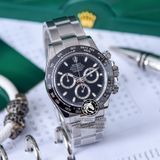 Đồng Hồ Rolex Cosmograph Daytona 116500LN-0002 Rep 1:1 Chế Tác Vỏ Bạc Mặt Đen Dây Kim Loại