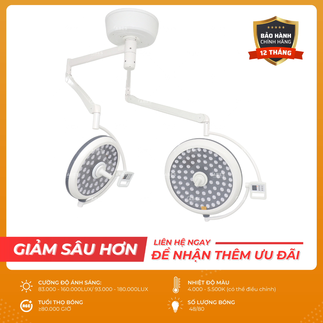 Đèn phẫu thuật Full Led bóng đôi 700/500 treo trần