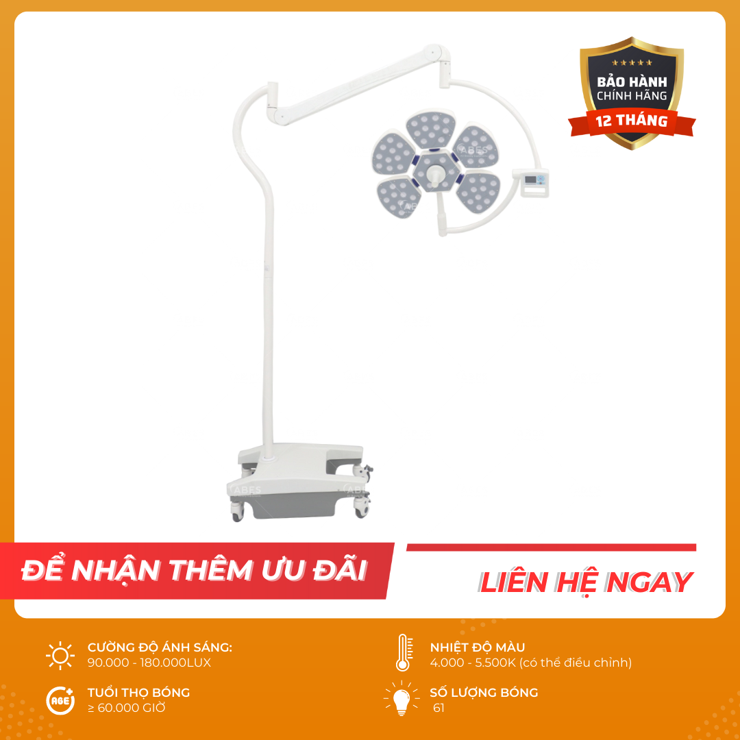 Đèn phẫu thuật Full Led bóng đơn Petal di động (61 bóng LED)