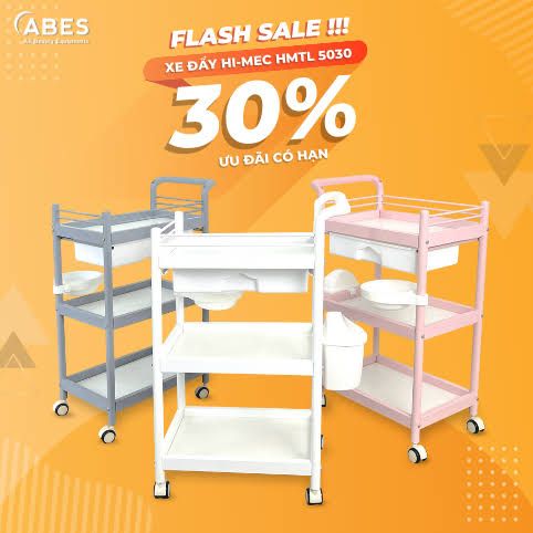 Xe đẩy spa 3 tầng cao cấp HMTL-5030 có thùng rác