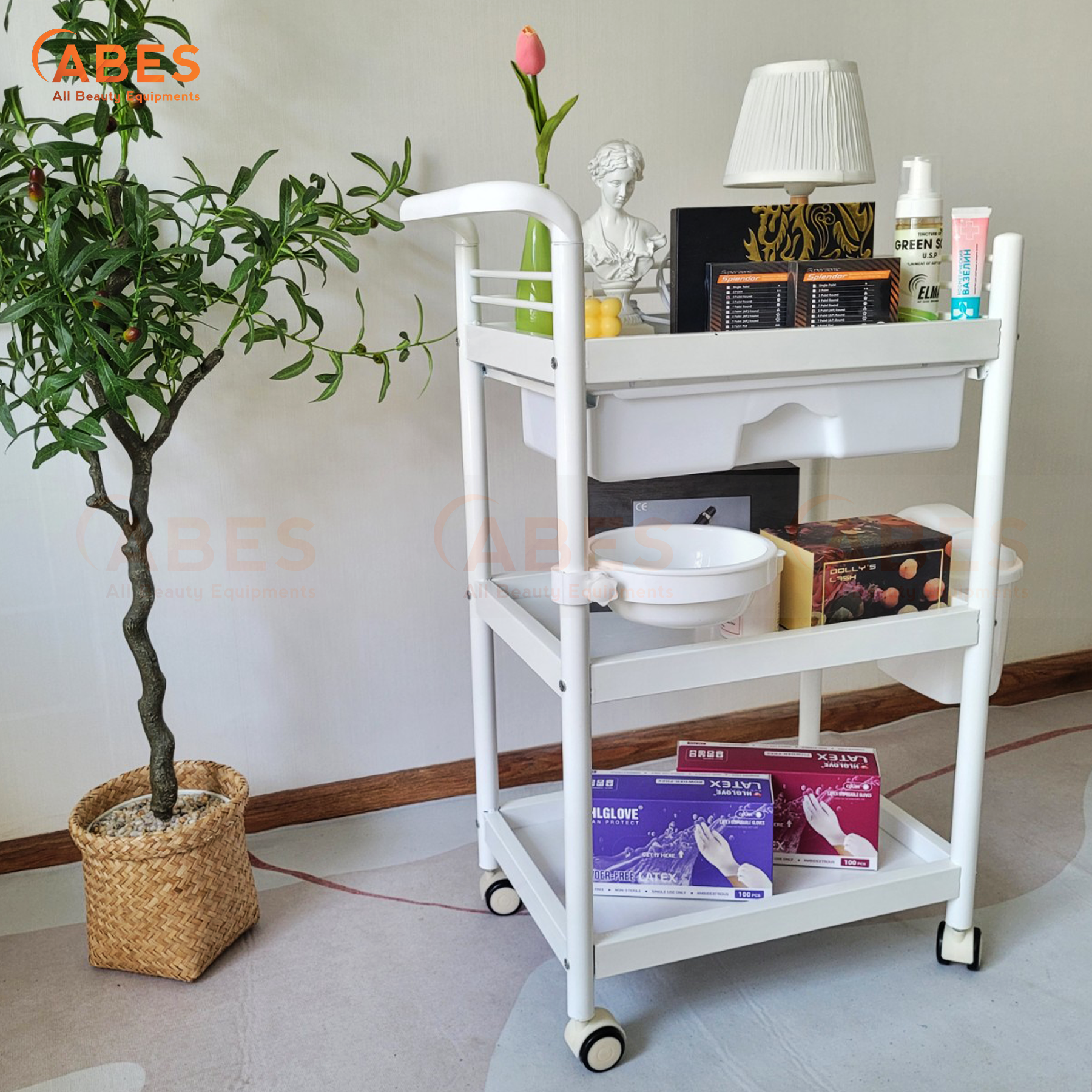 Xe đẩy spa 3 tầng cao cấp HMTL-5030 có thùng rác