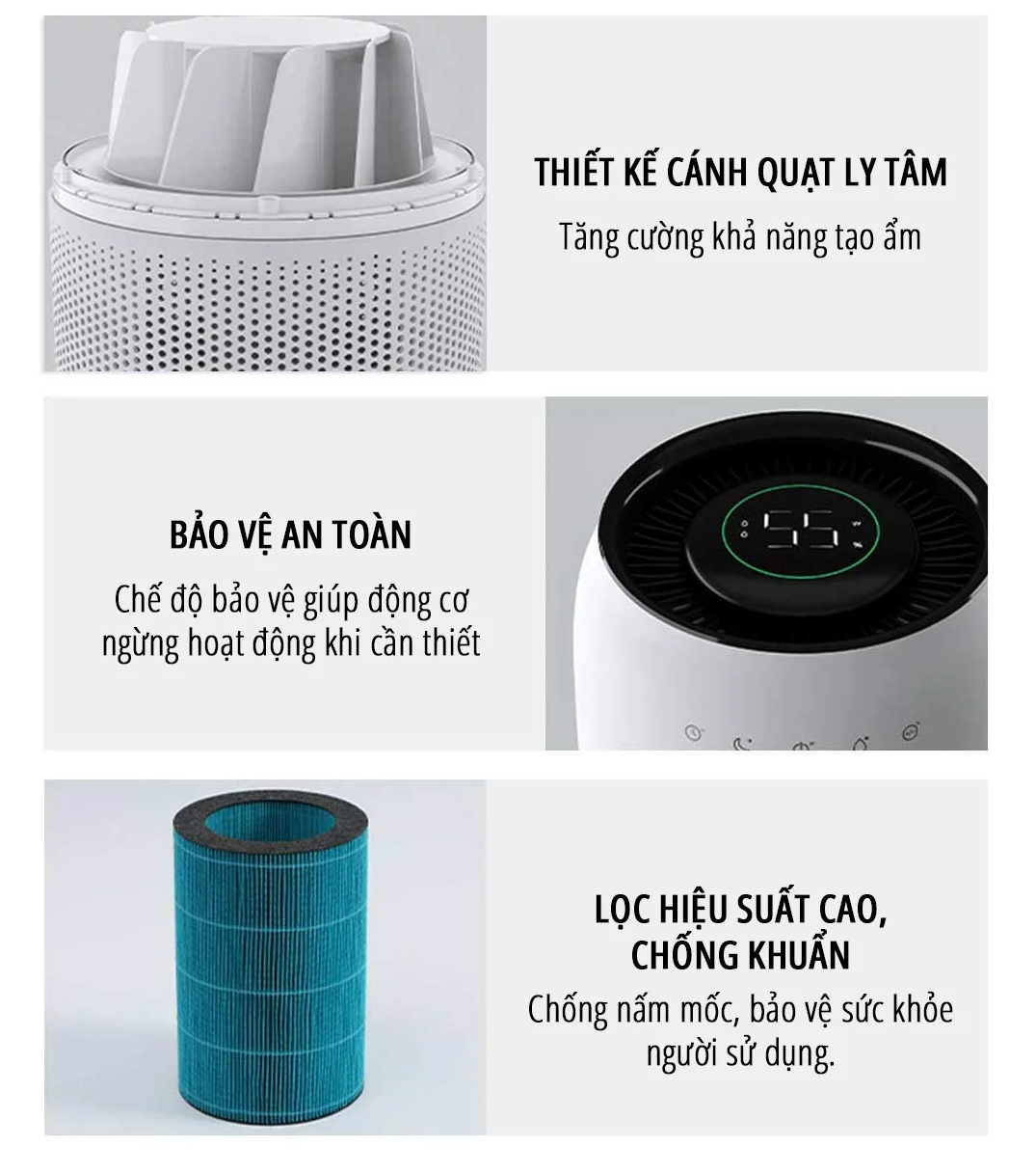 Máy tạo độ ẩm miLife H5P 600ml/h dung tích 4.5L - Không phun sương màn hình led bảo hành 12 tháng