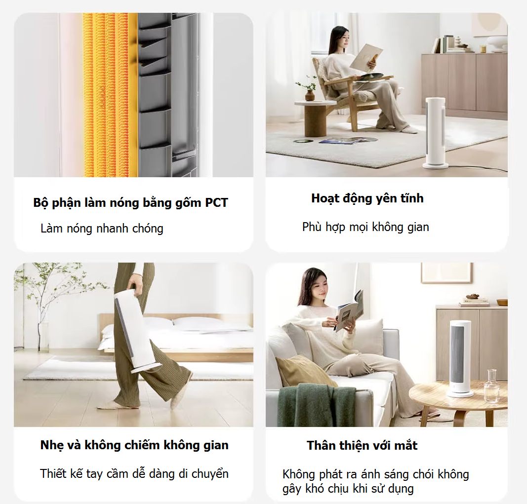 Máy sưởi gốm để bàn Xiaomi Mijia Graphene Model LSNFJ04ZM cảm ứng wifi kết nối app Mihome - Bảo hành 12 tháng