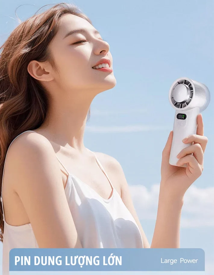 Quạt sò lạnh cầm tay miLife F2P pin 4000mAh - Màn hình led hiển thị 100 cấp độ gió
