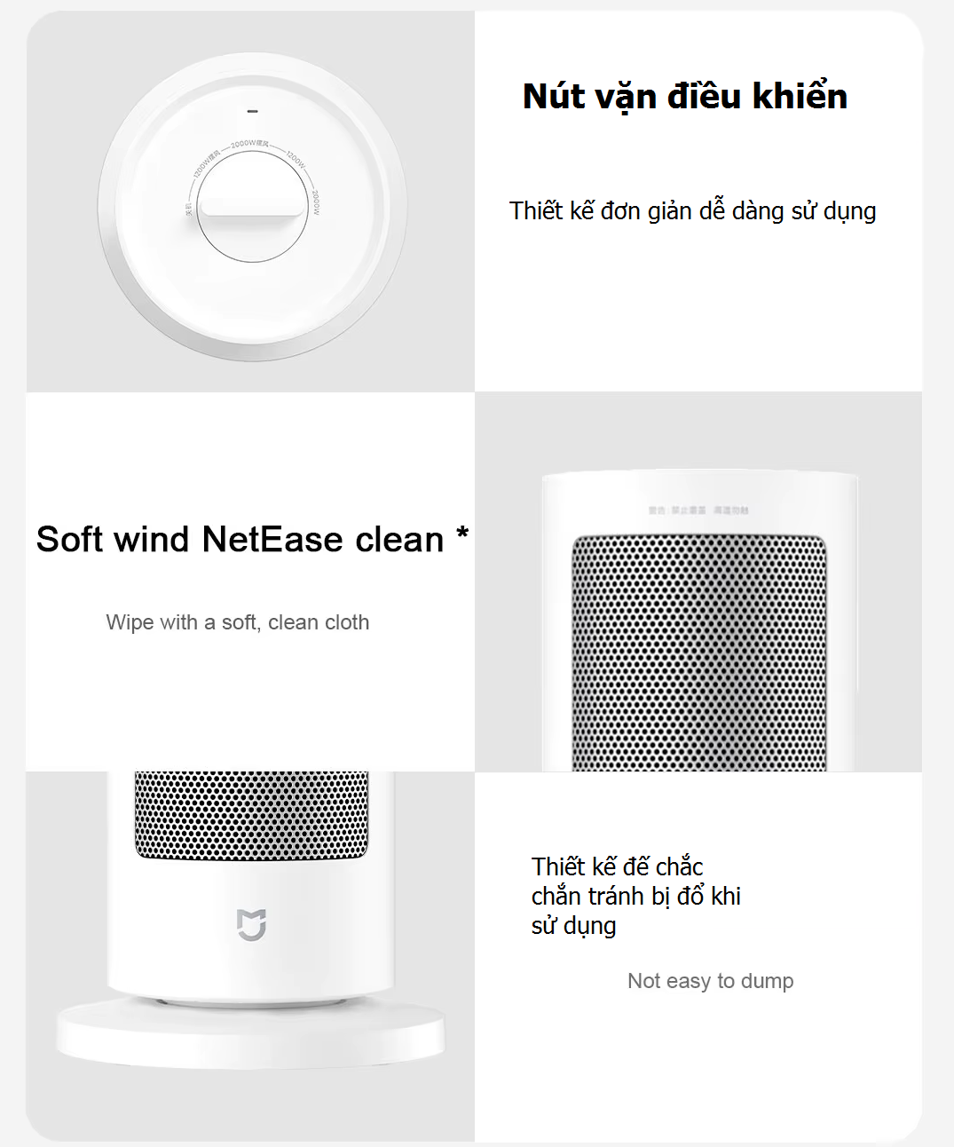 Máy sưởi gốm để bàn Xiaomi Mijia Graphene Model LSNFJ04ZM cảm ứng wifi kết nối app Mihome - Bảo hành 12 tháng