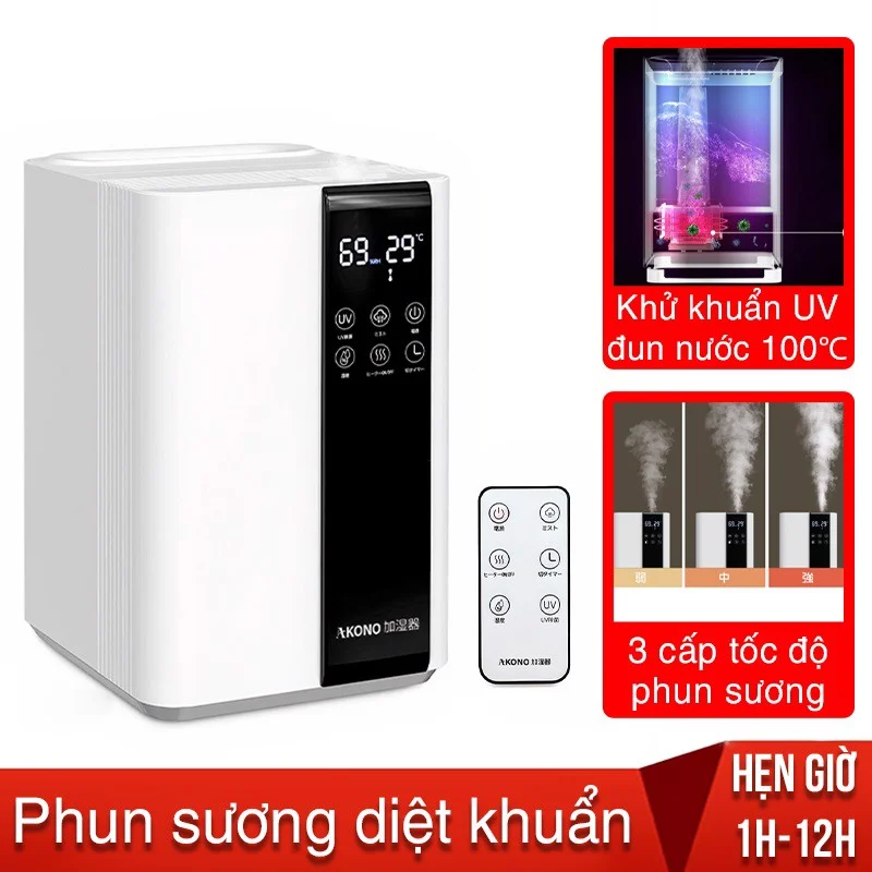Máy phun sương tạo ẩm thông minh Akono xông tinh dầu - Có remote điều khiển bảo hành 12 tháng