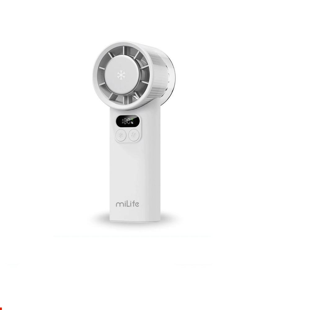 Quạt sò lạnh cầm tay miLife F2P pin 4000mAh - Màn hình led hiển thị 100 cấp độ gió