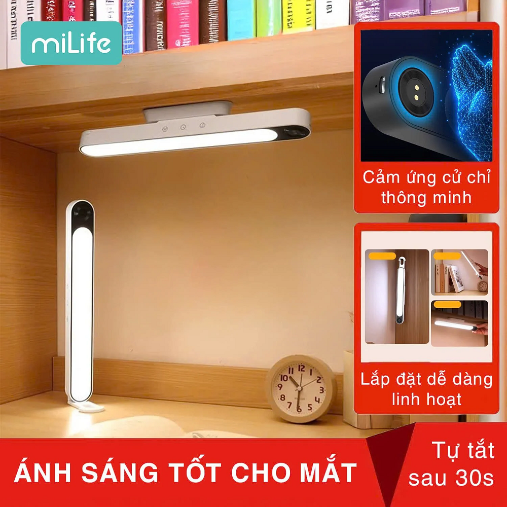 Đèn chống cận gắn bàn thông minh miLife X9 - Tích điện xoay linh hoạt nhiều hướng