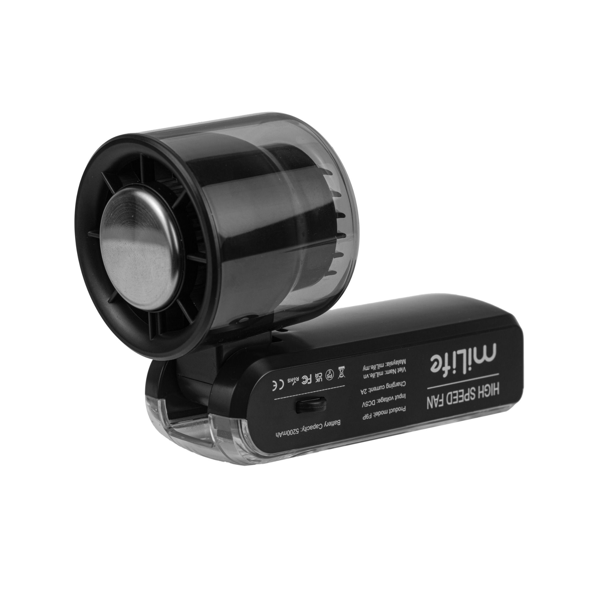 Quạt sò lạnh cầm tay miLife F3P pin 4000mAh - Có dây đeo cổ gập được, 100 cấp độ gió
