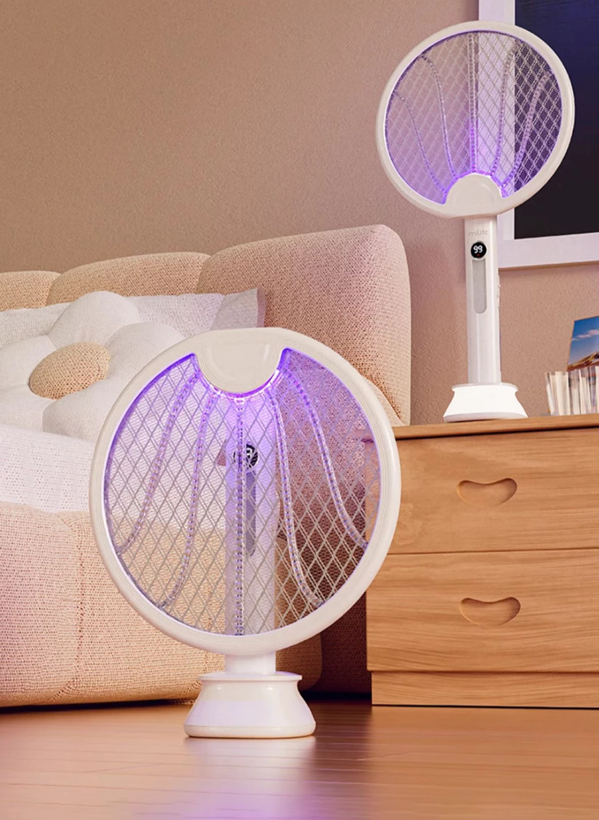 Vợt bắt muỗi tự động miLife B1 gấp gọn thông minh có 3 lớp lưới an toàn khi sử dụng, kiêm đèn bắt muỗi