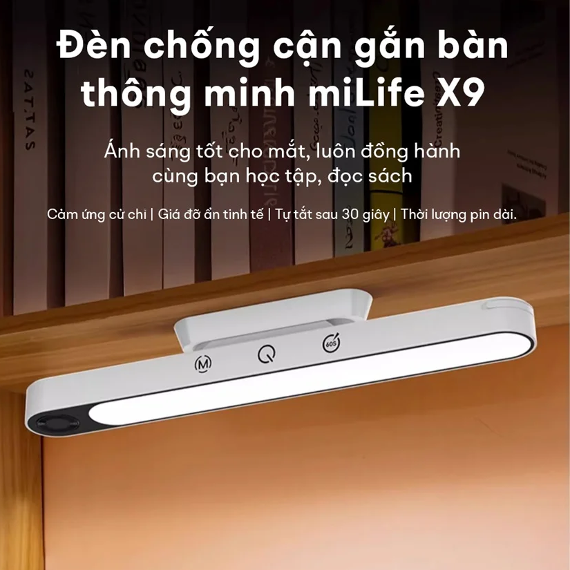 Đèn chống cận gắn bàn thông minh miLife X9 - Tích điện xoay linh hoạt nhiều hướng