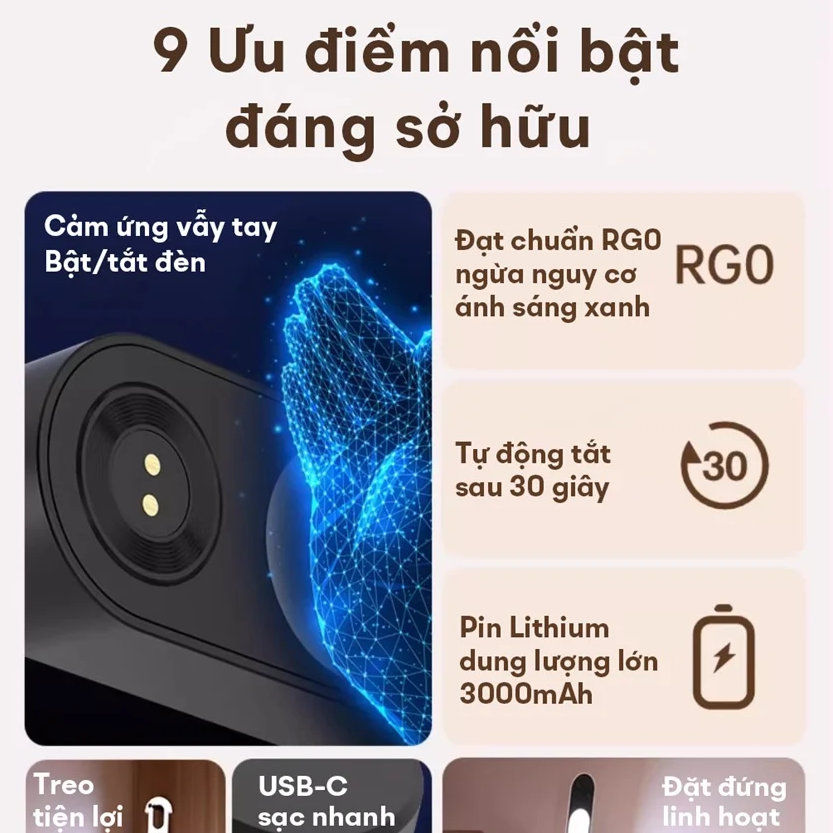 Đèn chống cận gắn bàn thông minh miLife X9 - Tích điện xoay linh hoạt nhiều hướng
