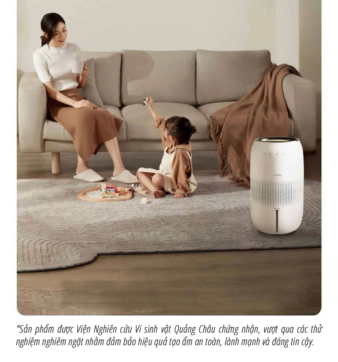 Máy tạo độ ẩm miLife H5P 600ml/h dung tích 4.5L - Không phun sương màn hình led bảo hành 12 tháng