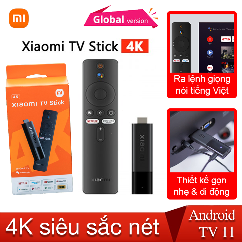 Mi Stick TV 4K Quốc Tế Full Tiếng Việt Xiaomi TV Stick 4K MDZ27EU - Bảo hành 12 tháng