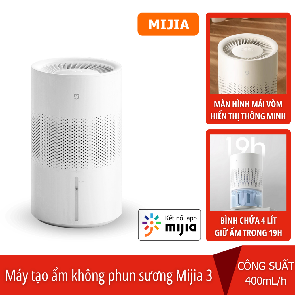 Máy tạo độ ẩm Xiaomi Mijia Gen 3 dung tích 4 lít - Không phun sương bản nội địa kết nối app thông minh