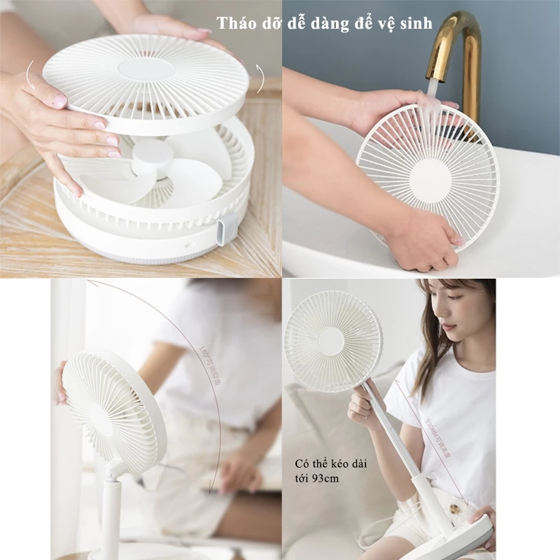 Quạt tích điện gấp gọn để bàn Guzi 3Life 008 pin 8000mAh - Bảo hành 12 tháng