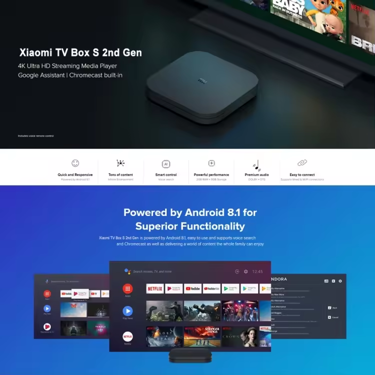 Mibox s 4k gen 2 Xiaomi Tivi box S 4K MDZ-28-AA ( google TV), Android TV - Bản quốc tế