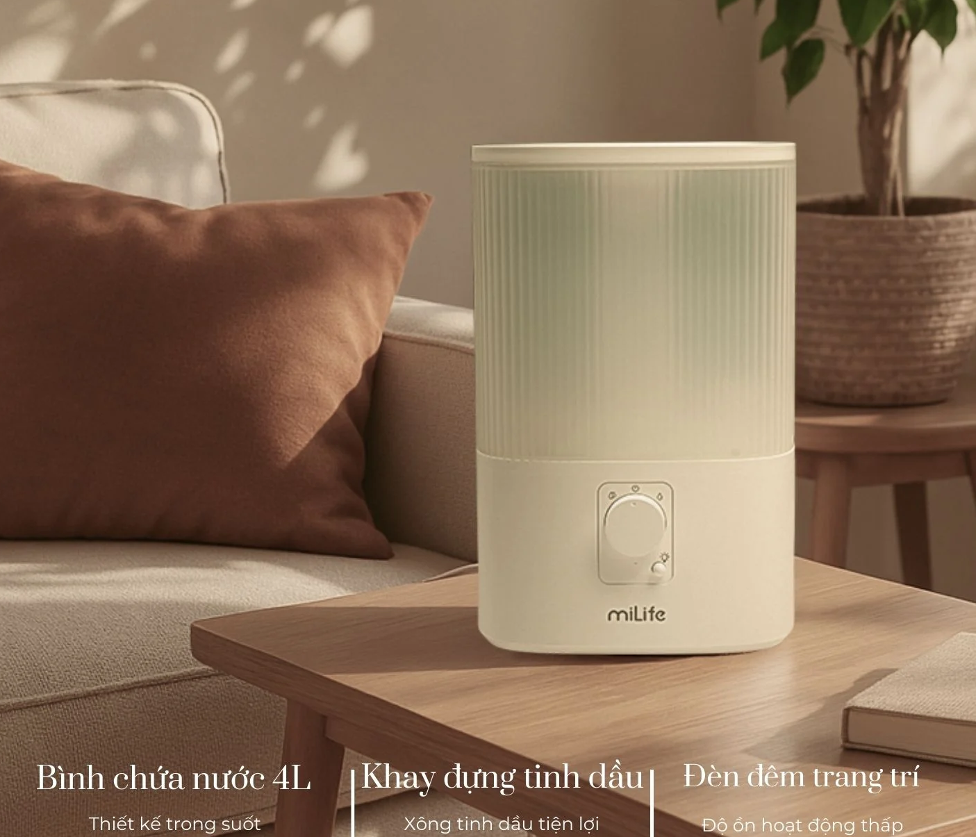 Máy phun sương tạo ẩm miLife milife Model H86 - Dung tích 4 lít dùng được tinh dầu