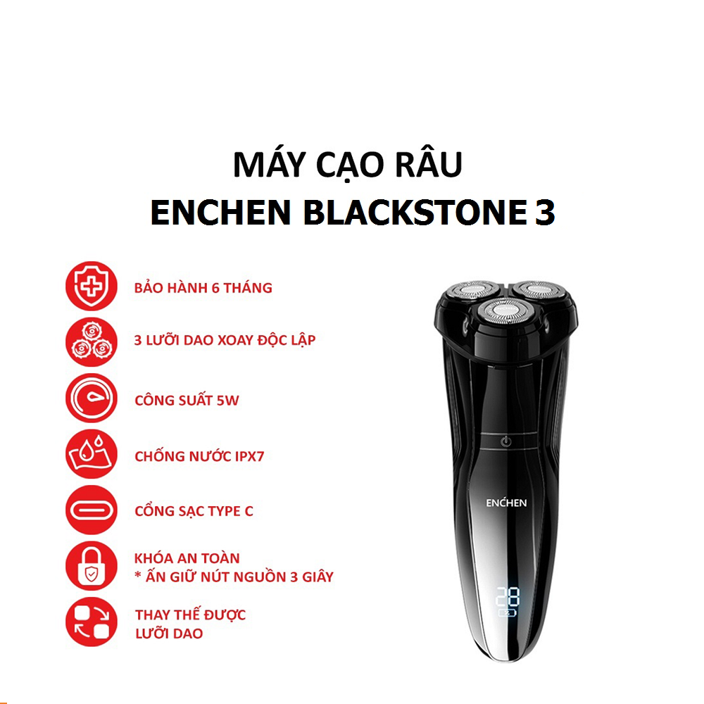 Máy cạo râu điện Enchen Blackstone 3 pin 150 ngày kháng nước IPX7 - Bảo hành 12 tháng