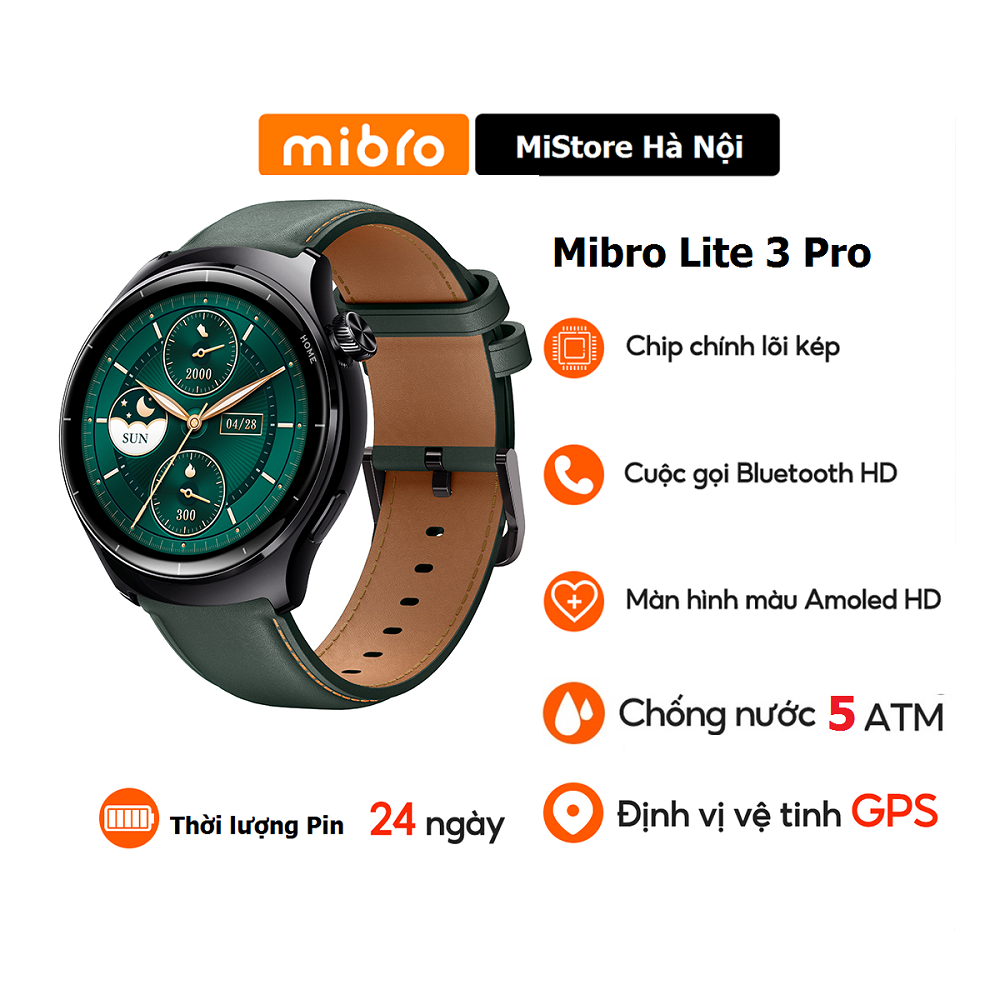 Đồng hồ thông minh nghe gọi Mibro Lite 3 Pro - Có GPS độc lập thể thao bảo hành 12 tháng