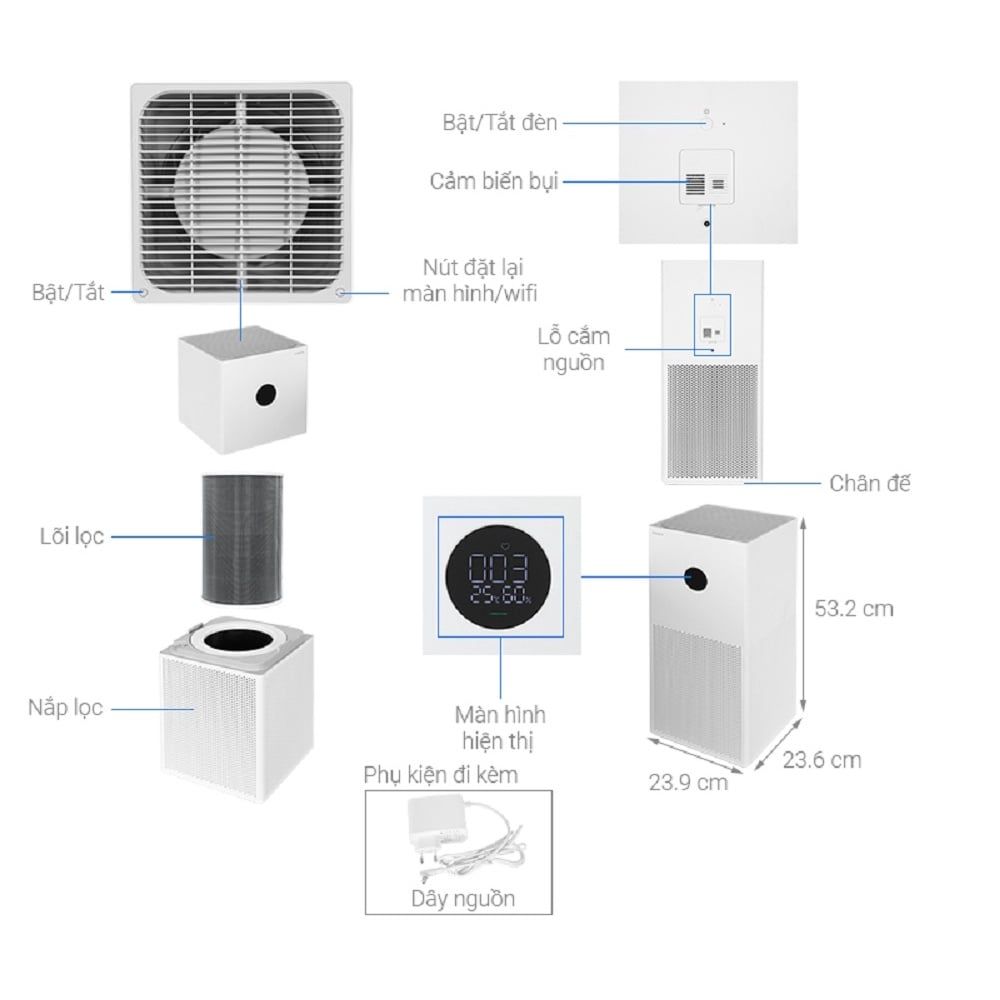 Máy lọc không khí Xiaomi Mi Purifier 4 Lite – Bản quốc tế bảo hành 12 tháng