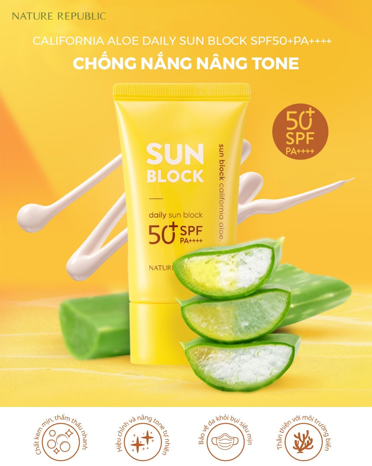 Kem chống nắng California Aloe Daily Sun Block SPF50+PA+++ 57ml