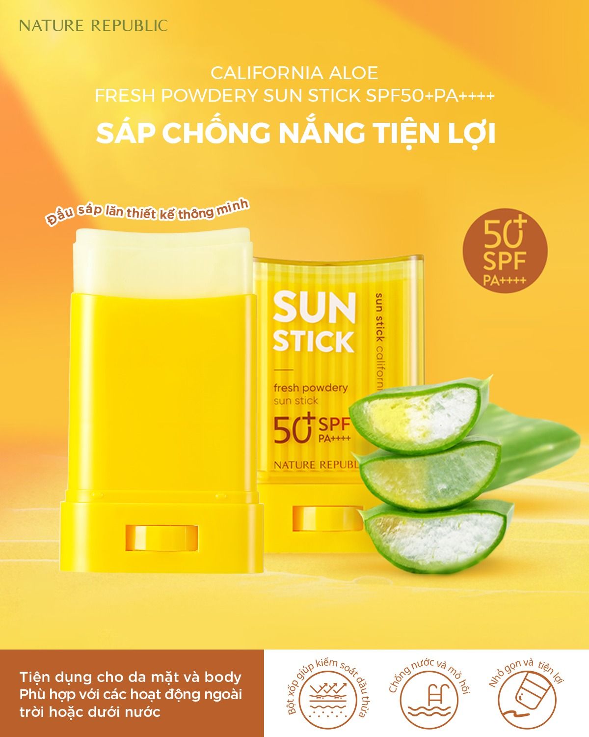 Sáp chống nắng California Aloe Fresh Powdery Sun Stick SPF50+PA+++ 24g