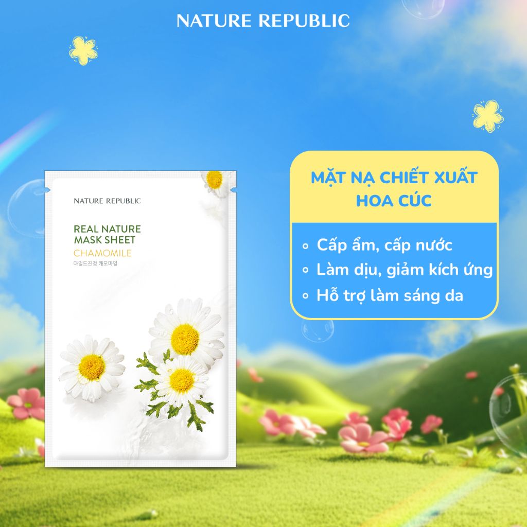 Combo mix ngẫu nhiên 10 mặt nạ Nature Republic hỗ trợ cấp ẩm, làm dịu, phục hồi và đều màu da Real Nature 23ml