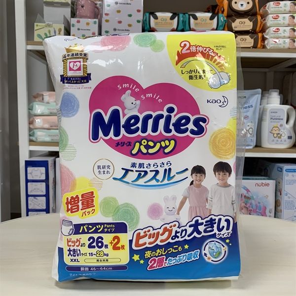 Tã Quần Merries Size XXL 26+2 (15-28kg)