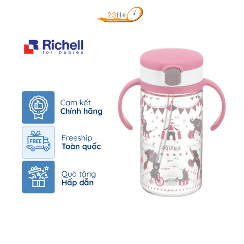 BÌNH ỐNG HÚT AQ RICHELL (320ML - HỒNG)