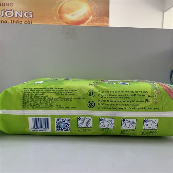 Bỉm TÃ Dán Cho Bé Việt Thái Natural Size M66 23h.shop Thiết Kế 2 Lớp Chống Tràn Siêu Mỏng Thấm Hút Tốt