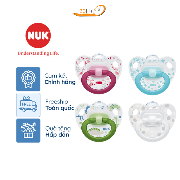 BỘ 2 TI GIẢ NUK SILICONE S2 HAPPYDAYS 0-6 THÁNG