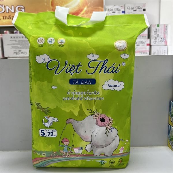 Bỉm TÃ Dán Cho Bé Việt Thái Natural Size S72 23h.shop Thiết Kế 2 Lớp Chống Tràn Siêu Mỏng Thấm Hút Tốt