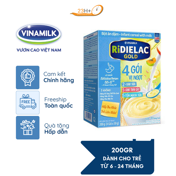 Bột Ăn Dặm Ridielac Gold 4 Gói Vị Ngọt 200g