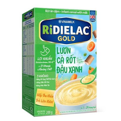 Bột Ăn Dặm Ridielac Gold Lươn Cà Rốt Đậu Xanh 200g