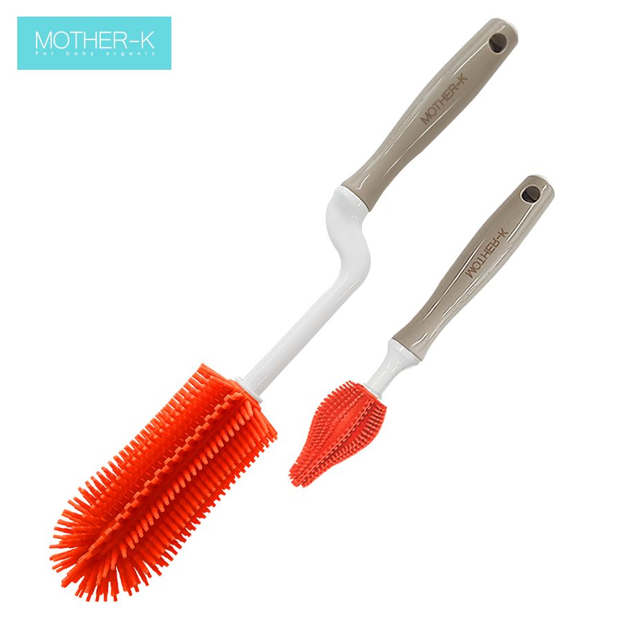 BỘ CỌ RỬA BÌNH VÀ NÚM TY SILICONE MOTHER-K HÀN QUỐC – ĐỎ