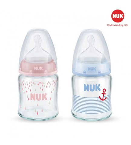 BÌNH SỮA NUK PREMIUM CHOICE+ THỦY TINH 120ML NÚM TI S1 - M