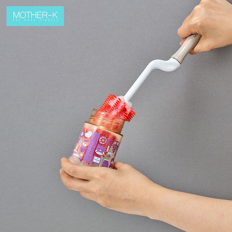 BỘ CỌ RỬA BÌNH VÀ NÚM TY SILICONE MOTHER-K HÀN QUỐC – ĐỎ