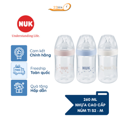 Bình sữa NUK Nature Sense 260ml - Núm Ti S2-M (6-18 tháng)