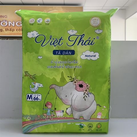 Bỉm TÃ Dán Cho Bé Việt Thái Natural Size M66 23h.shop Thiết Kế 2 Lớp Chống Tràn Siêu Mỏng Thấm Hút Tốt
