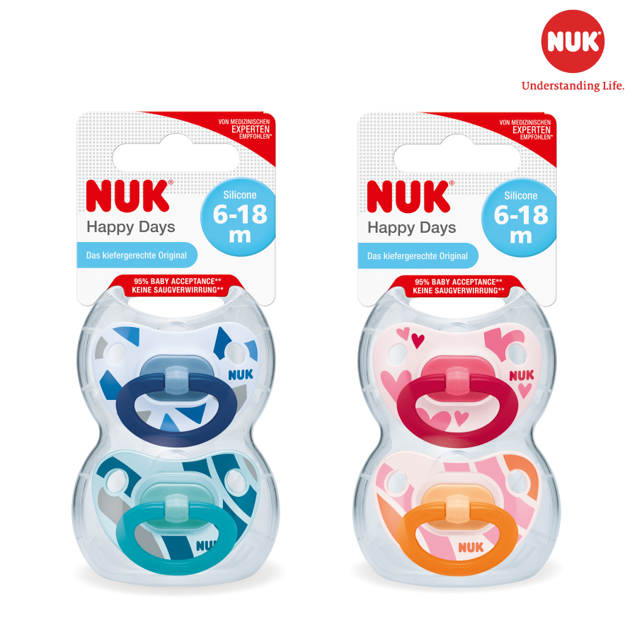 BỘ 2 TI GIẢ NUK HAPPYDAYS SILICONE 6-18M